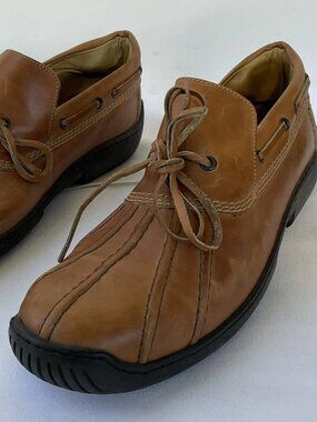 VINTAGE Ralph Lauren Leather Low Duck Boot/Boat Shoe Tire Tread Sole - 9.5